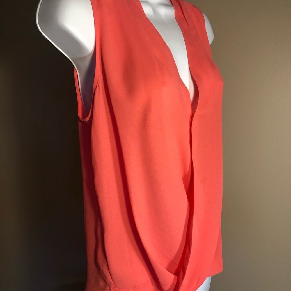 New York and Company Peach blouse with V- Neck. XS